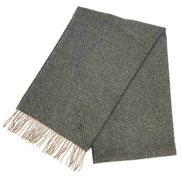 CHANEL Muffler Stole Shawl Coco Mark Brown Gray Cashmere Blend Men's Women's aq9 - Picture 1 of 3